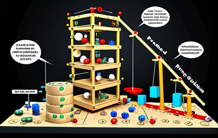 Integrated Risk Management**
Prompt: A complex Rube Goldberg machine illustrating how different financial concepts (VaR, market volatility, portfolio diversification, geopolitical events) are interconnected and ultimately impact a risk manager's decision-making process. The machine should be intricate and visually represent the integration of these elements.
**