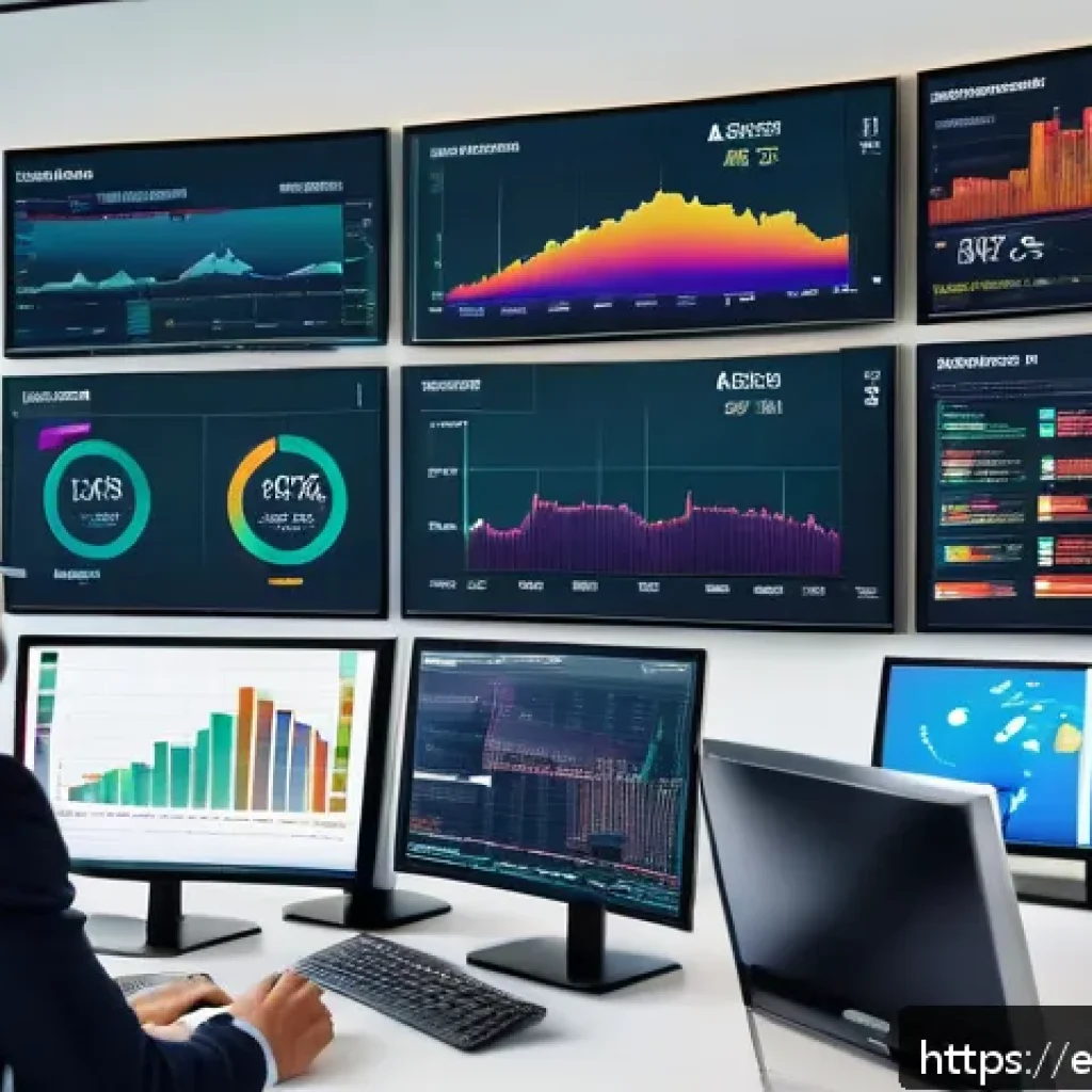재무위험관리사의 실무 문제 해결 사례 - A modern financial advisor’s office with multiple large digital screens displaying diversified asset...